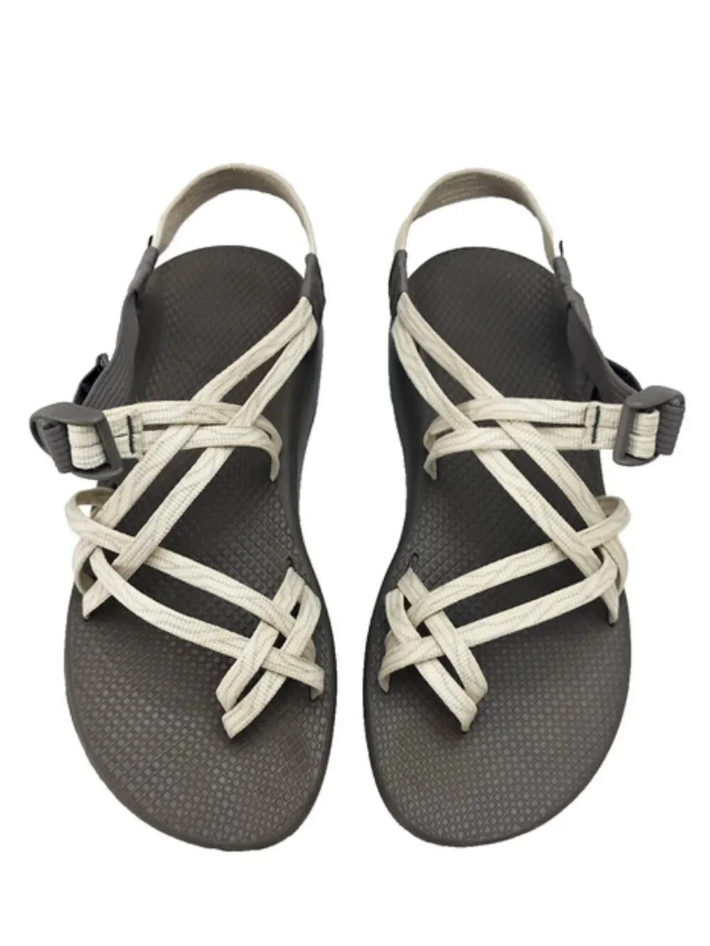 CHACO ZX/2 Cloud Sandals Dual Straps Cushioned Toe Loop Serpent Cream Gray Sz 11